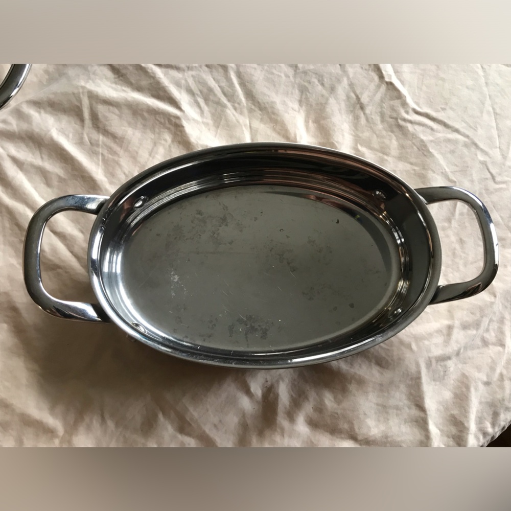 Williams Sonoma Hestan Stainless Steel Oval Au Gratin Roaster with Handles